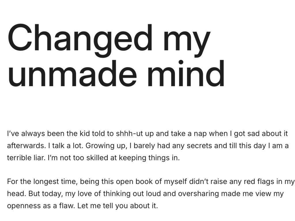 Changed my unmade&nbsp;mind